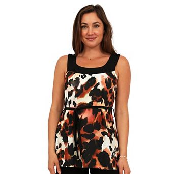 Women's 24Seven Comfort Apparel Tie Waist Flared Tunic Top