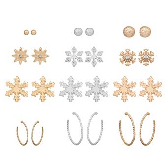 LC Lauren Conrad Snowflake 12-Pair Earring Set