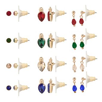 LC Lauren Conrad Gold Tone Merry & Bright Lights Nickel Free 12-Pair Earring Set