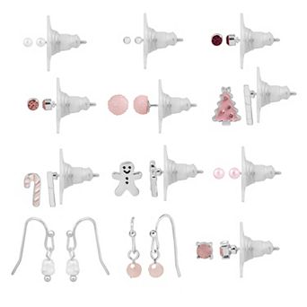 LC Lauren Conrad Silver Tone Festive Sweet Treats 12-Pair Earring Set