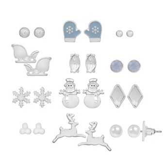 LC Lauren Conrad Silver Tone Winter Wonderland 12-Pair Earring Set