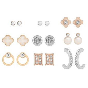 LC Lauren Conrad Tri-Tone Polished 9-Pair Earring Set