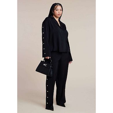 ELOQUII Women's Plus Size Button Sleeve Top