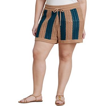 ELOQUII Women's Plus Size Crochet Knit Short