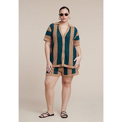 ELOQUII Women's Plus Size Crochet Knit Short