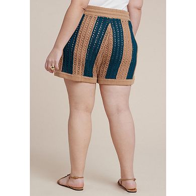 ELOQUII Women's Plus Size Crochet Knit Short
