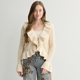 Women's BB Dakota Ruffle Tie Front Cardigan