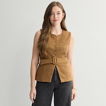 Women's BB Dakota Faux Suede Vest With Belt