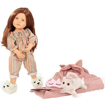 Gotz Little Kidz: Grete PJ Party 14-inch Standing Posable Doll & Sleep-Over Accessories