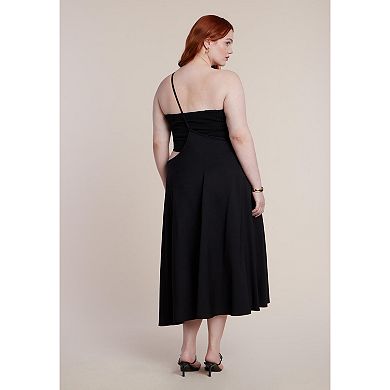 ELOQUII Women's Plus Size Bead-Detail Strap Midi Skirt