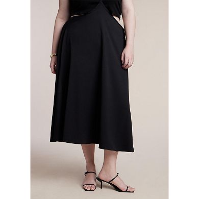ELOQUII Women's Plus Size Bead-Detail Strap Midi Skirt