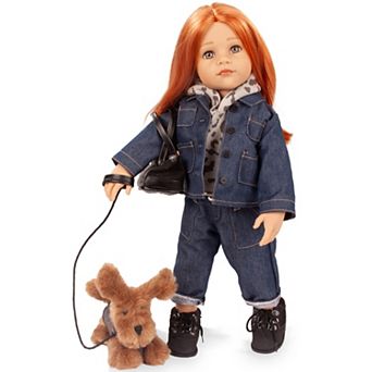 Gotz Hannah & Her Dog Polly 19.5-inch Poseable Doll with Plush Pet & Leash-Carrier