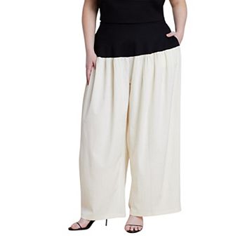 ELOQUII Women's Plus Size Colorblocked Wide Leg Pant