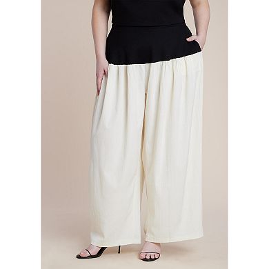 ELOQUII Women's Plus Size Colorblocked Wide Leg Pant