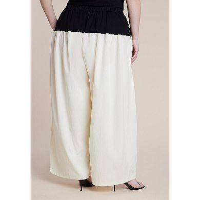 ELOQUII Women's Plus Size Colorblocked Wide Leg Pant