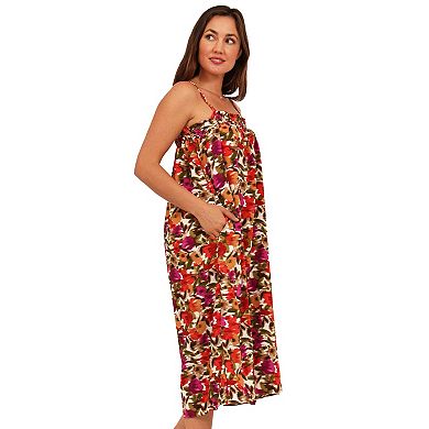 Women's 24Seven Comfort Apparel Spaghetti Strap Smocked Maxi Dress