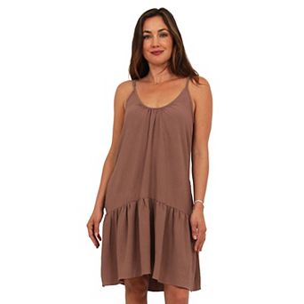 Women's 24Seven Comfort Apparel Scoop Neck Spaghetti Strap A-Line Mini Dress