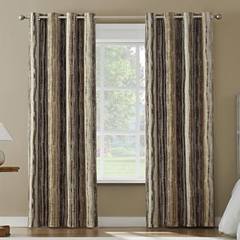 Sun Zero Avila Abstract Stripe 100% Blackout Grommet Single Window Curtain Panel