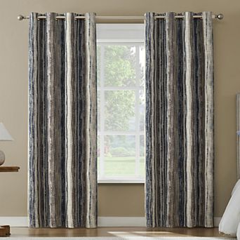 Sun Zero Avila Abstract Stripe 100% Blackout Grommet Single Window Curtain Panel