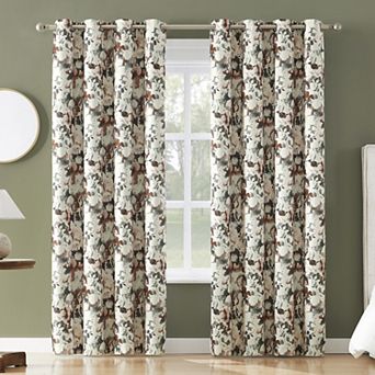 Sun Zero Audrey Abstract Floral 100% Blackout Grommet Single Window Curtain Panel