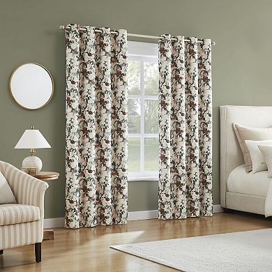 Sun Zero Audrey Abstract Floral 100% Blackout Grommet Single Window Curtain Panel