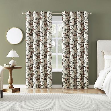 Sun Zero Audrey Abstract Floral 100% Blackout Grommet Single Window Curtain Panel