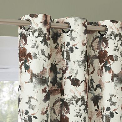 Sun Zero Audrey Abstract Floral 100% Blackout Grommet Single Window Curtain Panel