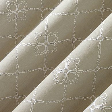 Sun Zero Adria Trellis Embroidered 100% Blackout Single Window Curtain Panel