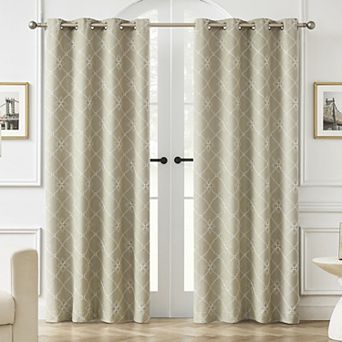Sun Zero Adria Trellis Embroidered 100% Blackout Single Window Curtain Panel