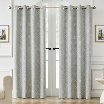 Sun Zero Adria Trellis Embroidered 100% Blackout Single Window Curtain Panel