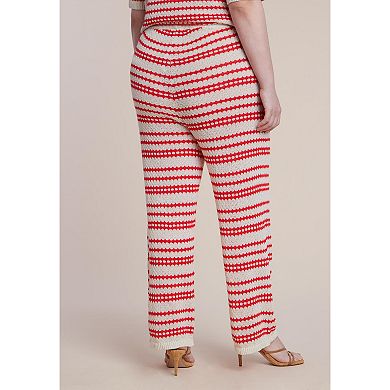 ELOQUII Women's Plus Size Pointelle Stripe Sweater Pant