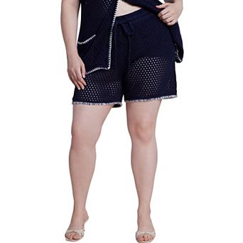 ELOQUII Women's Plus Size Crochet Knitted Short