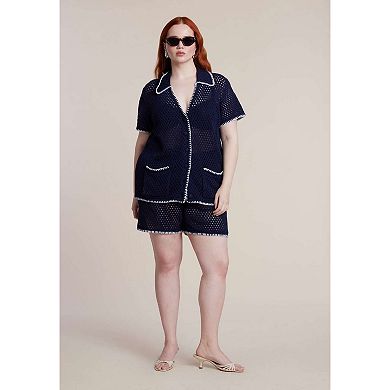 ELOQUII Women's Plus Size Crochet Knitted Short