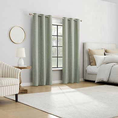 Sun Zero Tula Crosshatch 100% Blackout Grommet Single Window Curtain Panel