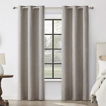 Sun Zero Tula Crosshatch 100% Blackout Grommet Single Window Curtain Panel