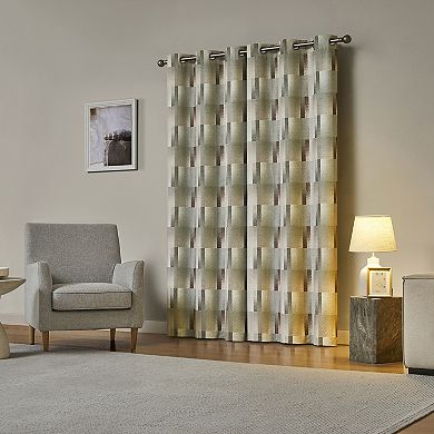 Sun Zero Sterling Gradient Geometric 100% Blackout Single Window Curtain Panel