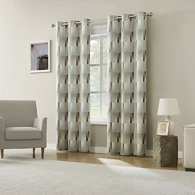 Sun Zero Sterling Gradient Geometric 100% Blackout Single Window Curtain Panel