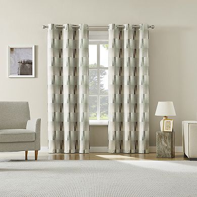 Sun Zero Sterling Gradient Geometric 100% Blackout Single Window Curtain Panel