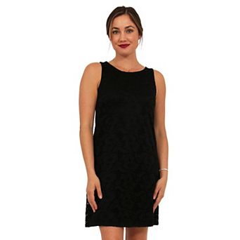 Women's 24Seven Comfort Apparel Lace Sleeveless Boat Neck Mini Shift Dress