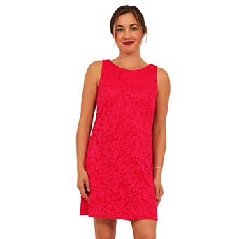 Women's 24Seven Comfort Apparel Lace Sleeveless Boat Neck Mini Shift Dress