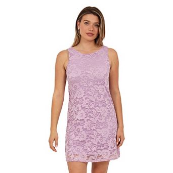 Women's 24Seven Comfort Apparel Lace Sleeveless Boat Neck Mini Shift Dress
