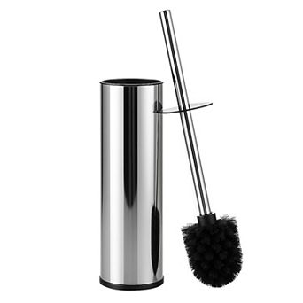 Toilet Brush and Holder Stainless Steel with Splash-Proof Cover 2 Brush Heads 360° Deep Cleaning