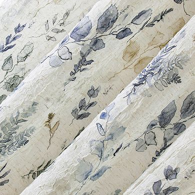 No. 918 Marcella Watercolor Botanical Semi-Sheer Rod Pocket Single Window Curtain Panel