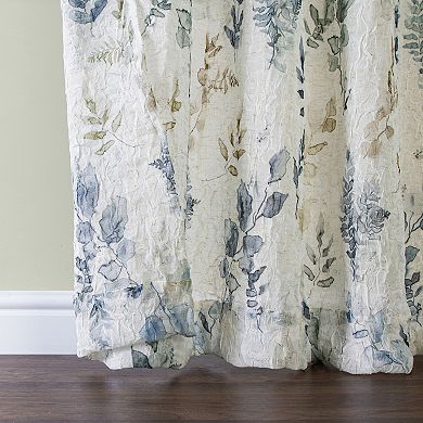 No. 918 Marcella Watercolor Botanical Semi-Sheer Rod Pocket Single Window Curtain Panel