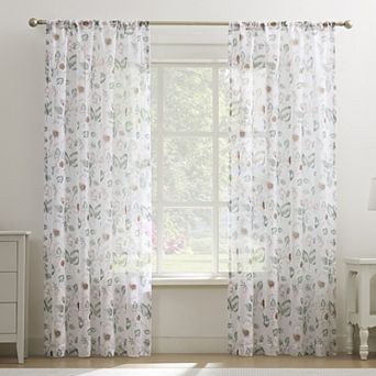 No. 918 Anya Floral Sheer Rod Pocket Single Window Curtain Panel