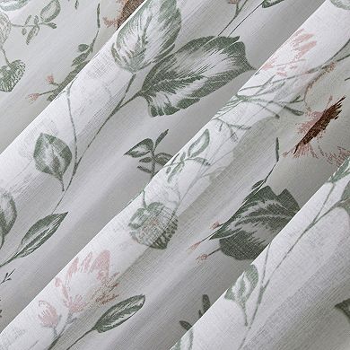 No. 918 Anya Floral Sheer Rod Pocket Single Window Curtain Panel