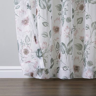 No. 918 Anya Floral Sheer Rod Pocket Single Window Curtain Panel