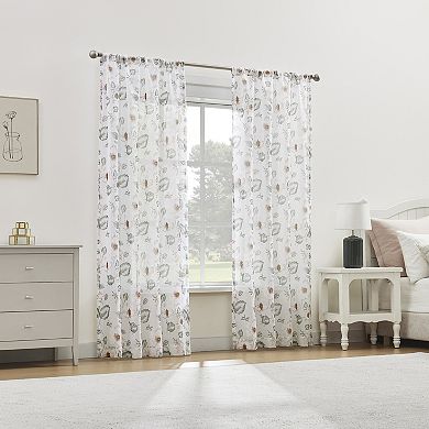 No. 918 Anya Floral Sheer Rod Pocket Single Window Curtain Panel