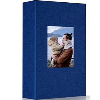 Linen Photo Album 4x6 300 Pockets Slip-in Memory Book Front Window White Pages for Wedding Family