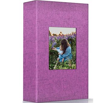 Linen Photo Album 4x6 300 Pockets Slip-in Memory Book Front Window White Pages for Wedding Family